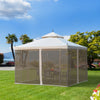 Outsunny 10' X 10' Steel Outdoor Patio Gazebo Canopy With Removable Mesh Curtains, Display Shelves, |Outsunny 10x10pi Tonnelle De Jardin Double Toit Exterieur Auvent Terrasse Evenement Fete Tente Arrie
