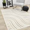 Forte Cream Beige Brown Curvy Lines Area Rug - 7'9" x 10'6"|Carpette Forte crème, beige et brune à motif de lignes courbées - 7 pi 9 po x 10 pi 6 po
