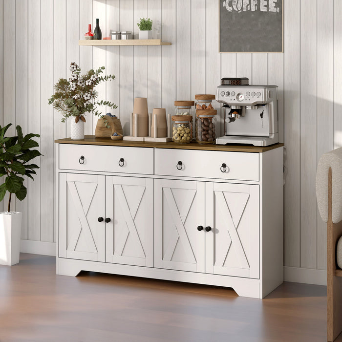 HOMCOM Sideboard Buffet Cabinet, Kitchen Cabinet with 2 Drawers, White