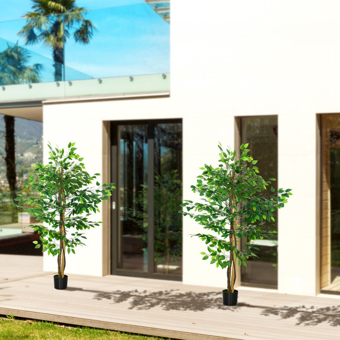 HOMCOM 2 Piece 5ft Artificial Trees Ficus for Indoor Home Decor