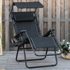 Outsunny Foldable Lounge Chair With Canopy Shade, Side Tray, Cup Holder