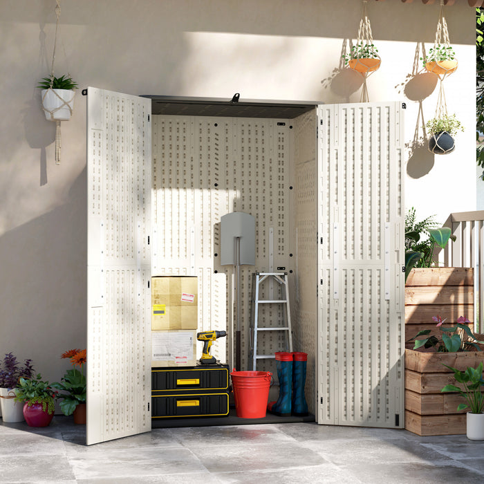 Outsunny 368 Gallon Storage Cabinet With Openable Top And Lockable Doors