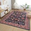 Aqua Black Star Washable Non-slip Low Pile Area Rug 5'x7' | Tapis Etoile Noire Lavable Antiderapant A Poils Ras 5'x7'