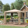 Outsunny 10' X 10' Outdoor Patio Gazebo Shelter Tent W/ Sidewalls, Khaki|Belvedere De Patio Exterieur De 10 Pi X 10 Pi Outsunny Double Toit Souple Abri De Jardin Tente Avec