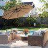 Costway 10 FT Patio Offset Umbrella w/8 Ribs Cross Base Tilt Brown