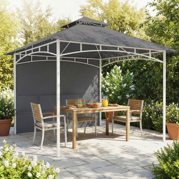 Outsunny 10' x 10' Patio Gazebo, Double Roof Outdoor Gazebo, Dark Grey