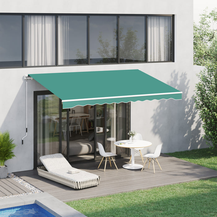 Outsunny 10' X 8' Manual Retractable Awning Shelter W/ Crank, Green