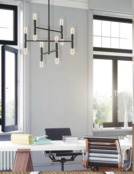 Dainolite Ava 12 Light Chandelier Small Matte Black Finish Lamp