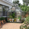 Outsunny 6' X 6' Clear Polycarbonate Greenhouse Walk-in Green House Garden Plants Grow Galvanized Ba|Outsunny Serre Chaude De Jardin De Plain-pied Avec Porte Coulissante