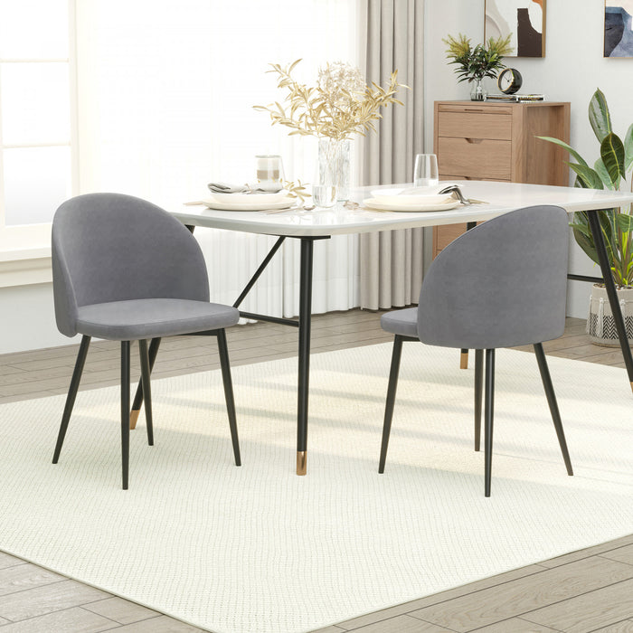 HOMCOM Dining Chairs Set of 2, Mid-Back Velvet-touch Upholstery Side Chair