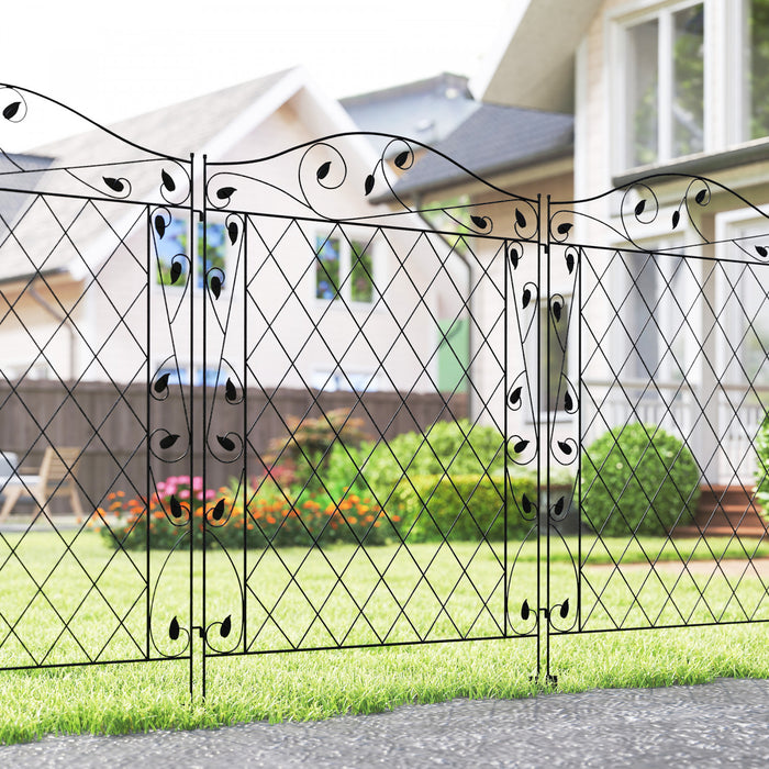 Outsunny 11.5' Decor Garden Fence for Border Edging, 4 Pack, Wavey Vines