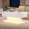 Logan Lift-Top Coffee Table with LED Lighting and Extendable Desktop,White | Logan table basse relevable – table avec eclairage LED et plateau extensible, blanc