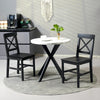 HOMCOM Farmhouse Wood Dining Chairs Set of 2 with Cross Back, Black