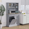 HOMCOM Kitchen Pantry Cabinet, Storage Cabinet w/ Charging Station, Grey