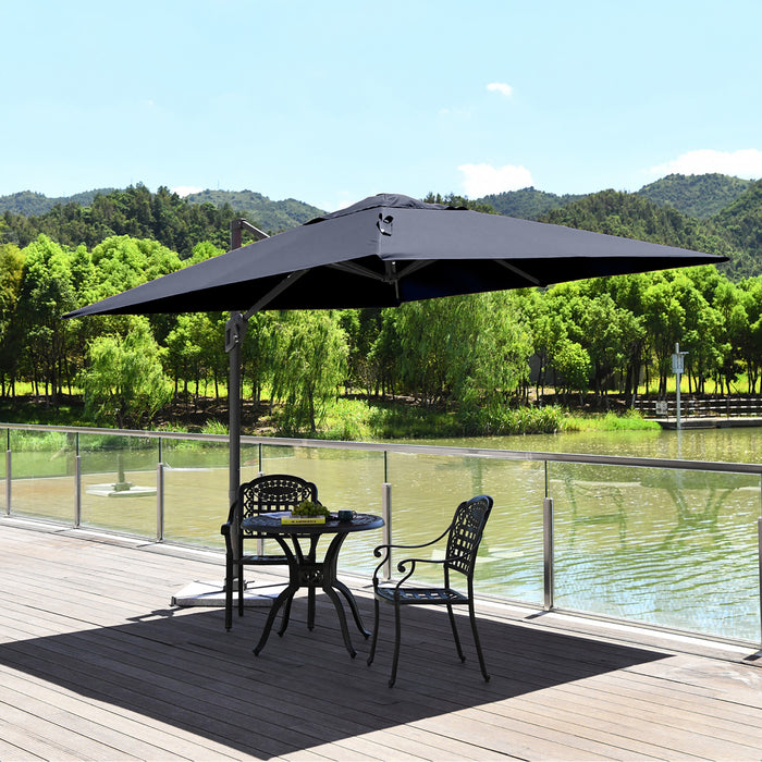 Costway 10x10 ft Patio Offset Cantilever Umbrella Aluminum 360° Rotation Tilt Navy