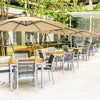 Costway 10' Hanging Solar LED Umbrella Patio Sun Shade Offset Market W/ Base Beige