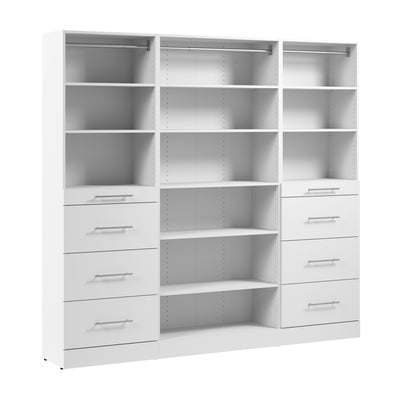 Bestar Florence 85" Modular Reach-In/Walk-In Closet System with Storage - White|Système de garde-robe et pièce-penderie modulaire Florence de Bestar de 85 po avec rangement - blanc