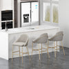 Gracie Modern Metal Upholstered Barstool in Stone Gray and Gold - Set of 3 | Tabouret de bar moderne en metal Gracie avec revetement en tissu, gris pierre et or - Lot de 3