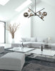 Dainolite Pamela 6 Light Horizontal Chandelier Matte Black Smoked Glass Lamp|Lustre horizontal Pamela de Dainolite en verre fumé, avec fini noir mat et 6 ampoules