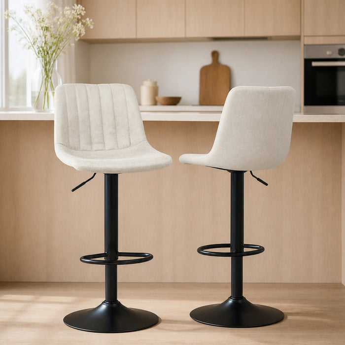 HOMCOM Adjustable Bar Stools Set of 2, Leathaire Swivel Barstools w/ Back