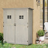 Outsunny 4 X 1.5ft Wooden Garden Shed With Two Windows, Outdoor Tool Storage Cabinet Organizer, Doub|Outsunny 4'x1.5' Armoire A Outils En Bois Pour Abri De Jardin Fenetres