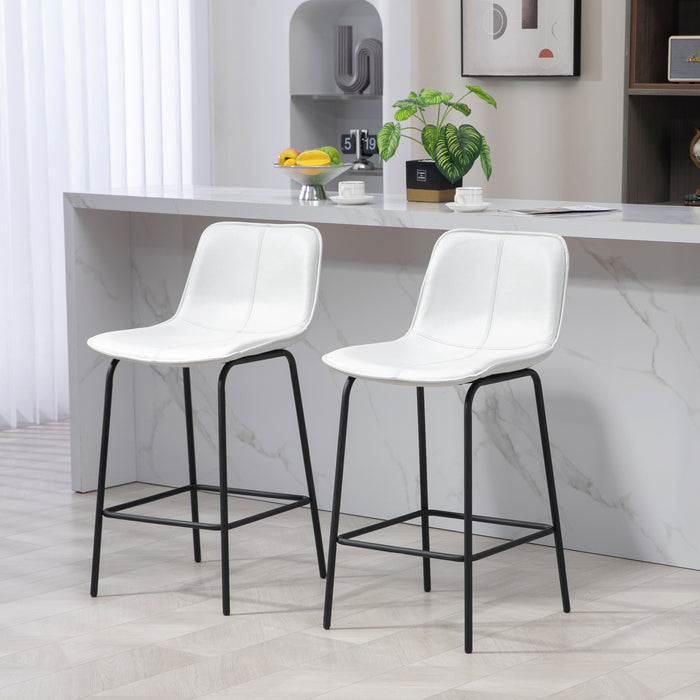 HOMCOM Bar Stools Set of 2, Microfiber Cloth Upholstered Bar Chairs