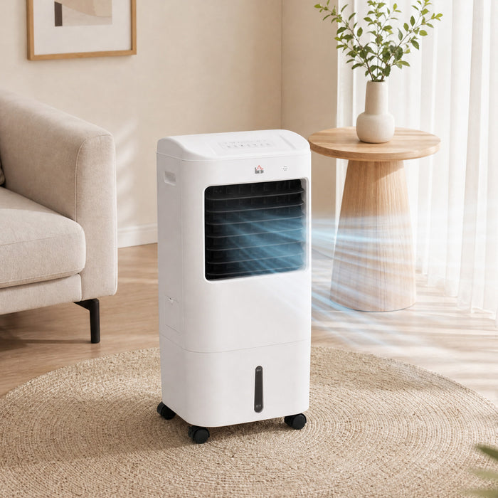 HOMCOM Evaporative Air Cooler, 3-In-1 Ice Cooling Fan with Remote, White