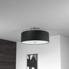 Dainolite Everly 3 Light Semi-flush Mount Polished Chrome Finish Black Shade Lamp|Plafonnier semi-affleuré Everly de Dainolite avec abat-jour noir, fini chromé poli et 3 ampoules