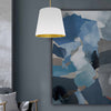 Dainolite Oversized Drum 1 Light Pendant tapered Drum Medium White/Gold Shade Lamp|Luminaire suspendu moyen de Dainolite avec très grand abat-jour cylindrique effilé blanc et doré, et 1 ampoule