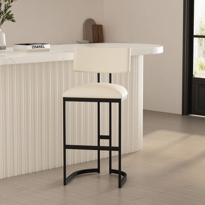 Juno Contemporary Modern Metal Barstool in Ivory