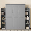 Glenn Engineered Wood Murphy Bed With Shelves And Led Lighting, Queen Size - Grey | Lit Mural Escamotable Glenn En Bois Composite Avec Etageres Et Eclairage Led, Taille Queen - Gris