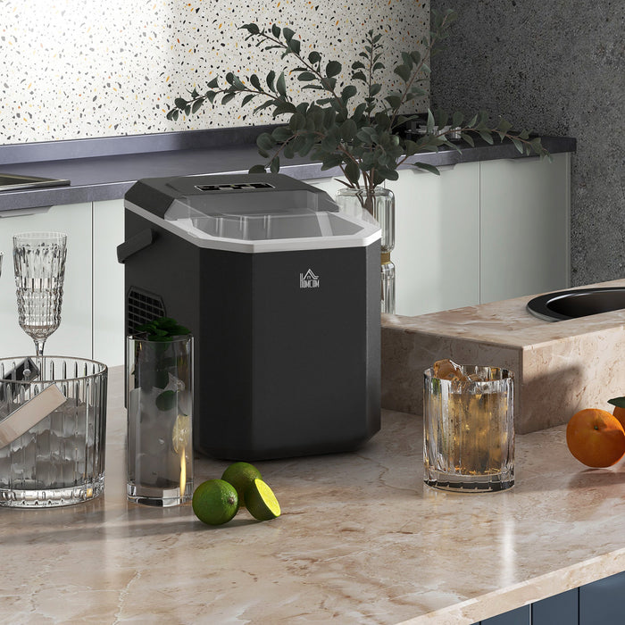 HOMCOM Ice Maker with Scoop Basket 26lbs/24Hrs 2 Bullet Ice Sizes, Black