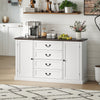 HOMCOM 58" Sideboard Buffet Cabinet with Charging Station White Wood Grain