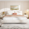Ava Upholstered Bed with Loop-Pile Fabric,King Size - Light Beige | Lit Ava Rembourre en Tissu Boucle, Taille King - Beige Clair