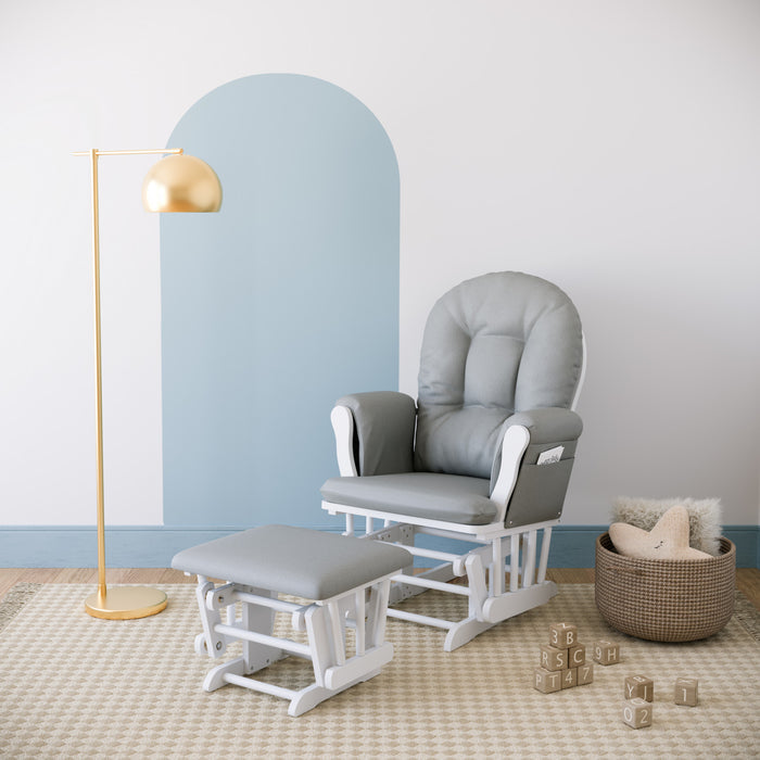 Storkcraft Hoop Glider and Ottoman - White/Gray