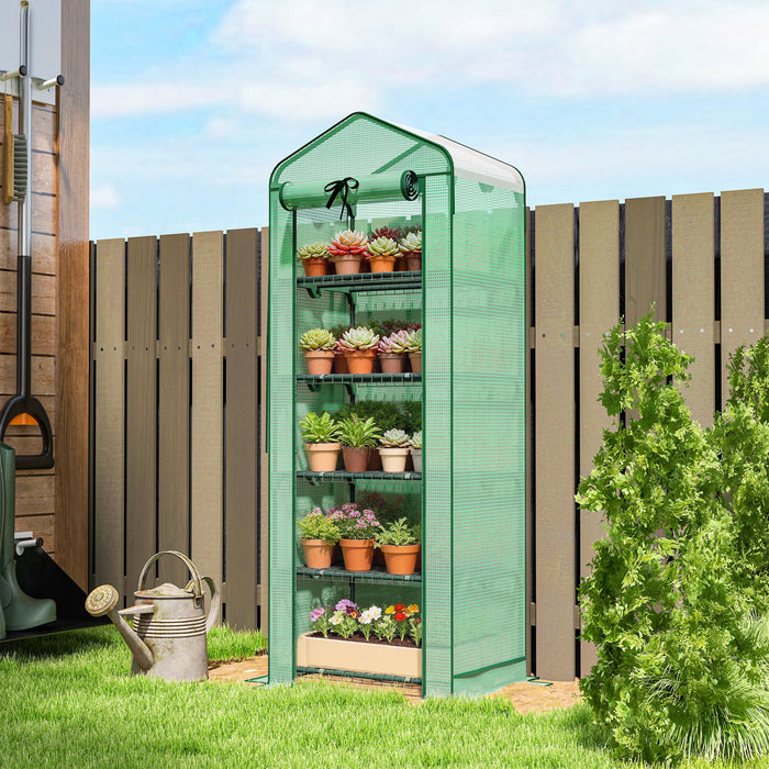 Outsunny Mini Greenhouse with Screen Roof, Portable Small Greenhouse, Green