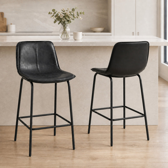 HOMCOM Bar Stools Set of 2, Microfiber Cloth Upholstered Bar Chairs