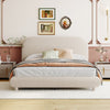 Sophie Teddy Fleece Upholstered Platform Bed with Soft Fabric and Sturdy Frame,Full Size,Beige Full Bed  | Lit plateforme Sophie rembourre en polaire Teddy avec tissu doux et cadre robuste, taille Full, beige