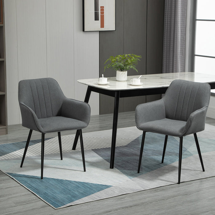 HOMCOM Dining Chairs Set of 2, Upholstered Accent Chairs with Metal Legs