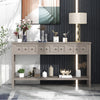 Michael Solid Wood Console Table For Entryway With Storage Drawers And Bottom Shelf - Grey | Table Console Michael En Bois Massif Pour Entree Avec Tiroirs De Rangement Et Etagere Inferieure - Gris