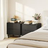 HOMCOM Nightstands Set of 2, Bedside Table w/ 2 Drawers and Wood Legs Black