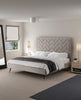 Crosby Modern Upholstered Velvet King Bed in Greige | Lit king moderne Crosby en velours capitonne coloris grege