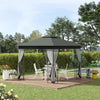 Outsunny 10'x10' Gazebo Canopy Outdoor Patio Sun Shelter Uv Protect W/ 2-tier Polyester Roof Curtain|Outsunny 10' X 10' Gazebo Canopy Patio Exterieur Protection Uv Avec Rideau De Toit En Polyester A 2