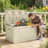 Outsunny 70 Gallon Deck Box, Resin Outdoor Storage Box with Handles, Sand