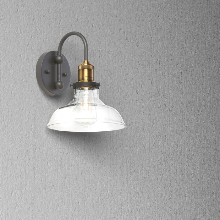 Dainolite Vintage 1 Light Wall Sconce Black/Antique Brass Finish Clear Glass Lamp