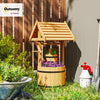 Outsunny Wishing Well Outdoor Wooden Planter with Hanging Bucket, Orange