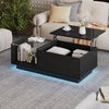 James Lift Up Coffee Table with Hidden Storage and LED Lighting,Black | James table basse relevable – table avec rangement cache et eclairage LED, noir
