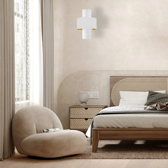 Dainolite Patrona 4 Light Pendant Aged Brass White/Gold/White Shades Lamp