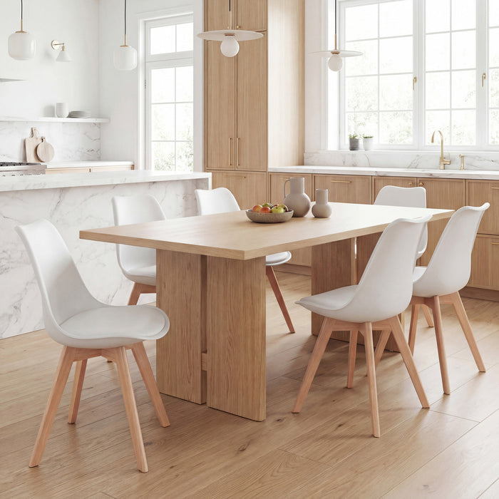HOMCOM Modern Dining Chairs Set of 6 with PU Leather Cushion, Wood Frame
