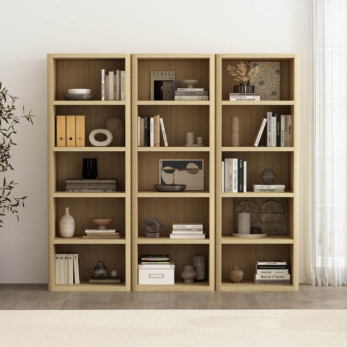 Rivington Modern 28\" Open Bookcase in Natural Oak - Set of 3